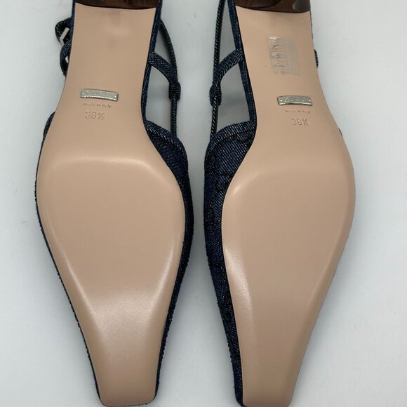 Gucci Crystal GG Monogram Demi Slingback Pumps Kitten Heels Sandals Shoes - Picture 15 of 16